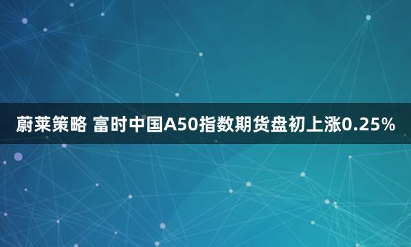 蔚莱策略 富时中国A50指数期货盘初上涨0.25%